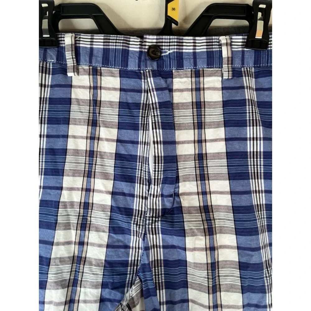 Banana Republic Mens Plaid Shorts Size 36 Cotton Blue Casual Flat Front